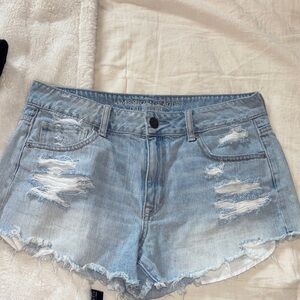 American Eagle Outfitters Light Blue Distressed Jean Shorts